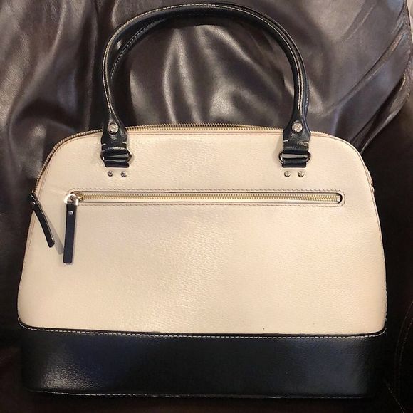 KATE SPADE Wellesley Street Black & Ivory Leather Dome Shaped Top Handle Bag - Picture 2 of 16
